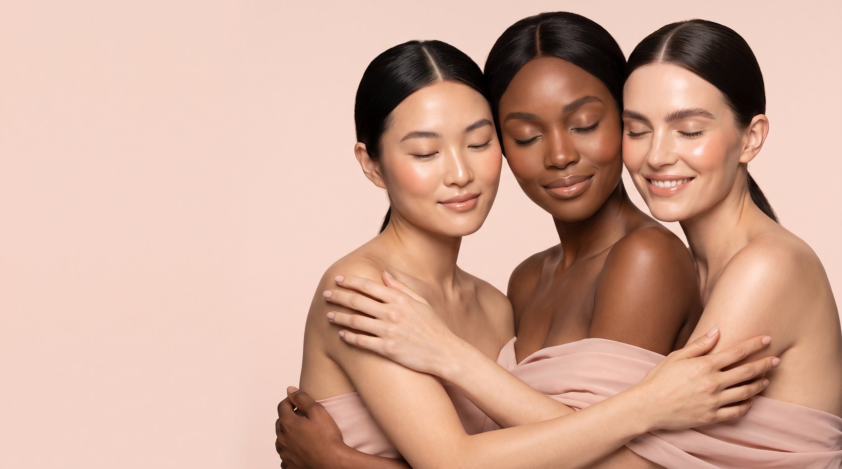 Three women with luminous skin